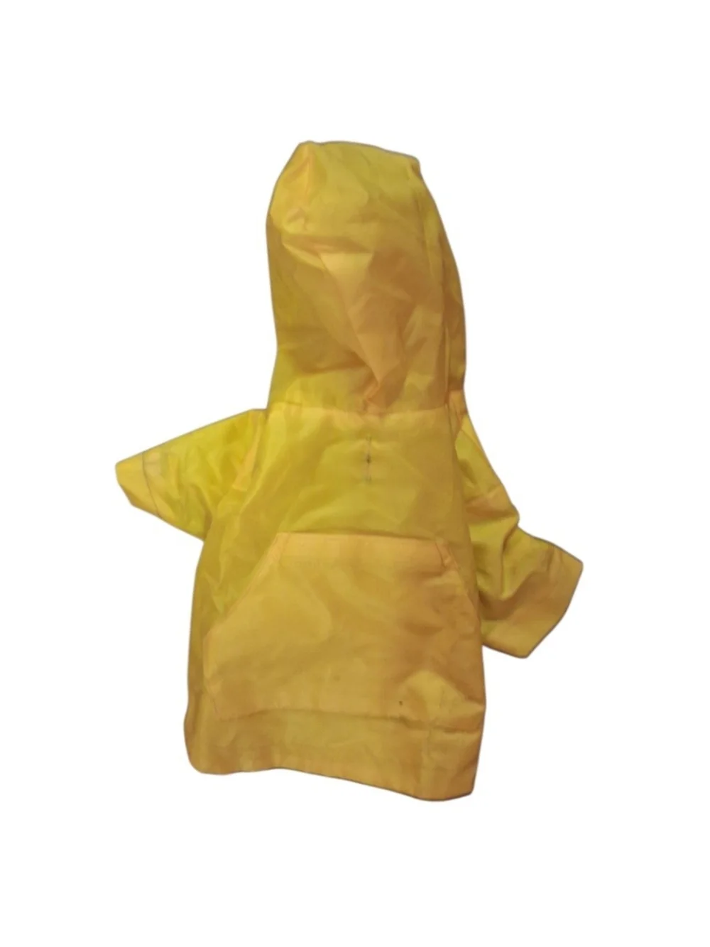 Yellow Hooded Dog Raincoat with Striped Lining, XS, New Without Tags